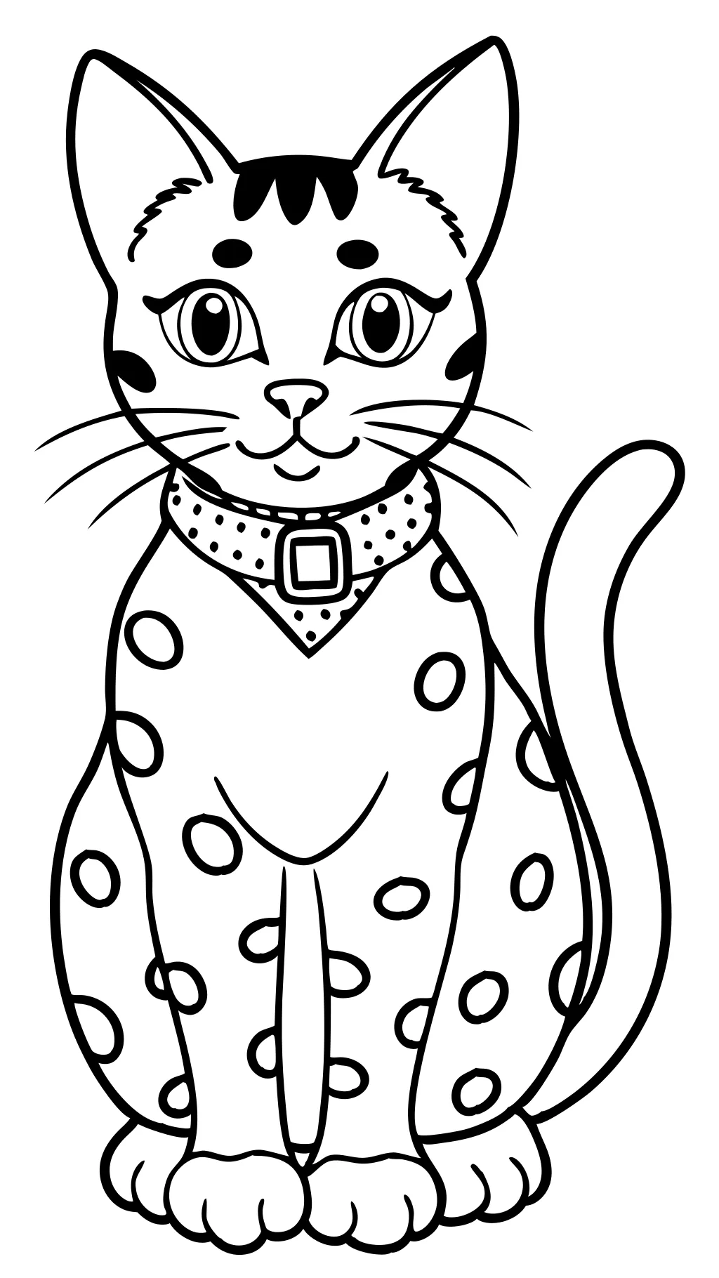 coloring pages of cats wiyh spots and a coller